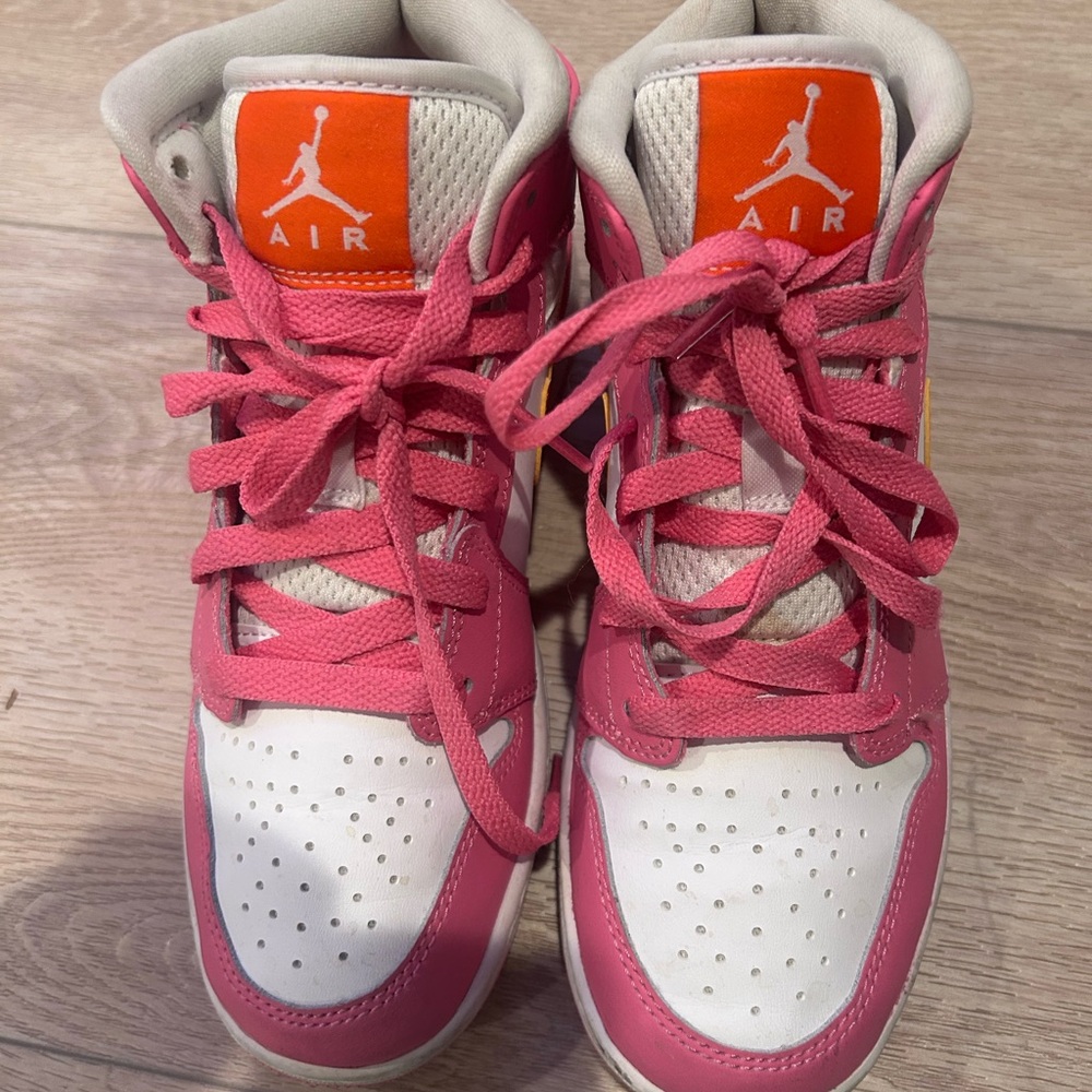 Girls Pink and Orange Jordans